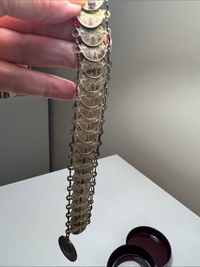 Antique Mexican Coin Link Bracelet for Women - Vintage